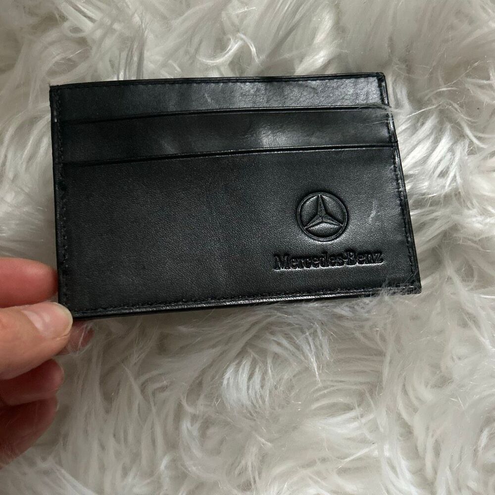 MERCEDES BENZ Genuine OEM Black Leather Card Holder Wallet Window